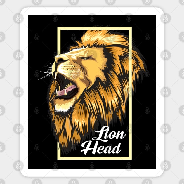 lion head hand drawn Sticker by Mako Design 